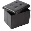 ALASDO Storage Ottoman Footrest Stool Small Ottoman with Storage Foldable Ottoman Leather Foot Rest Footstool Bench for Living Room 17x13x13inches Black
