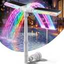 2026 Upgraded Solar Pool Fountain, Dual-Head Adjustable Spray, Extended 8000mah Battery, 10-Color 4-Mode LED Lights, Auto Dusk Sensor & Timer, for Inground/Above Ground Pools (Multi-Color)