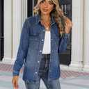 luvamia Jean Jackets for Women 2026 Fall Fashion Oversized Button Down Denim Jacket Western Shacket Jacket with Pockets, Large