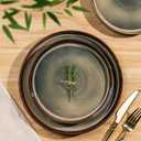 TheTerra Ceramic Dinnerware Sets for 8, 24 Pieces Porcelain Lightweight Speckled Plates and Bowls Sets, Scratch Resistant Dish Set, Oven & Microwave & Dishwasher Safe, Coca Mocha