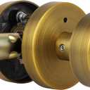 Antique Brass Privacy Door Knobs Interior with Lock, Old Style Round Door Knob Vintage Door Handle for Bedroom Bathroom Lockable Door Knob (1 Pack Privacy)