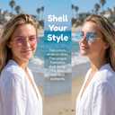 Angoily 3PCS Rimless Seashell Sunglasses, UV Protection Fun Glasses for Themed Events Lightweight Comfortable Eyewear Hawaiian Summer Photo Props Beach Party Eyewear for Women Mermaid Accessories