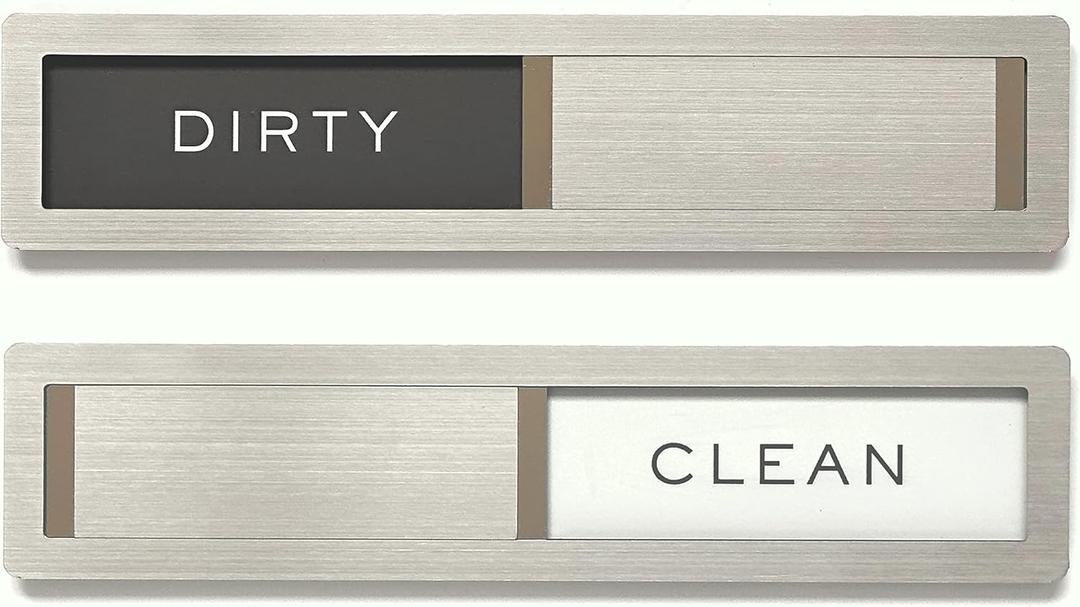 Clean dirty magnet for dishwasher, Kubik Letters Premium Stainless Steel Grade 304, Kitchen Organizers and Storage Decor Accessories, Extra Adhesive Tapes Included.