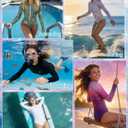 Century Star UPF 50+ Long Sleeve Swimsuits for Women Bathing Suit Rash Guard Surfing Modest One Piece High Neck Swimwear (Blue, XXL)