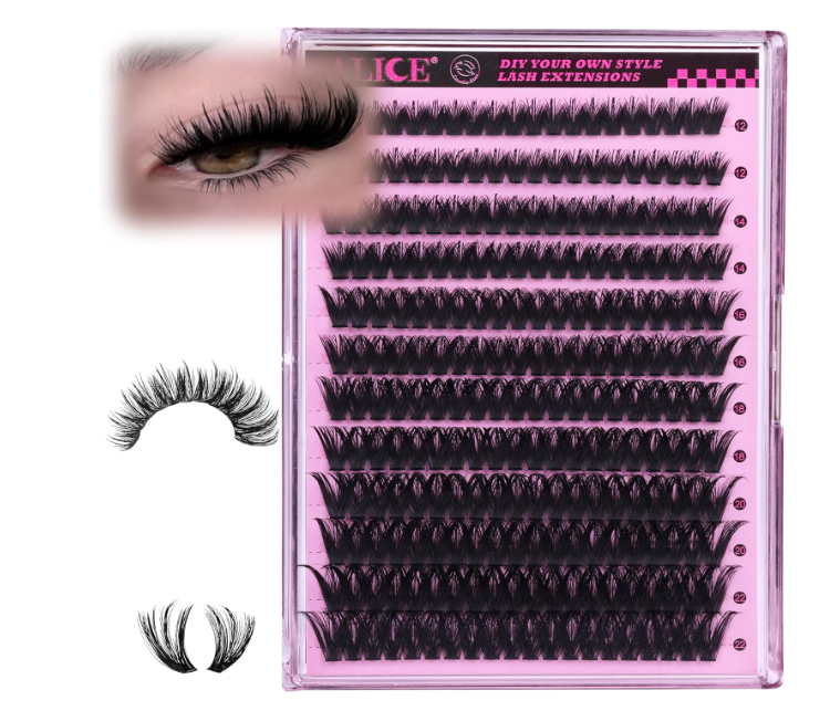 ALICE Fluffier Wispy Lash Clusters Eyelash Clusters Spiky Anime Cluster Eyelash Extensions 240pcs 100D 12-22mm CC- Curly Individual Lashes Fairy Volume Salon Lash Extensions DIY at Home