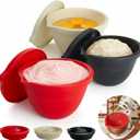 3-Pack Collapsible Silicone Bowl Liners for KitchenAid 5 QT Tilt-Head Stand Mixer Accessories, Reusable Dough Proofing & Food Storage Inserts with Airtight Lids, Space-Saving Kitchen Gadgets