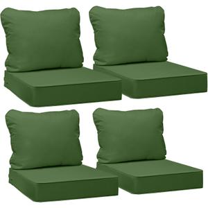 AAAAAcessories Outdoor Deep Seat Cushions, Waterproof, Fade-Resistant Patio Furniture Replacement Cushions, 24" x 24" x 5", Set of 4, Dark Moss Green, 24"x24"x5" / 24"x19"
