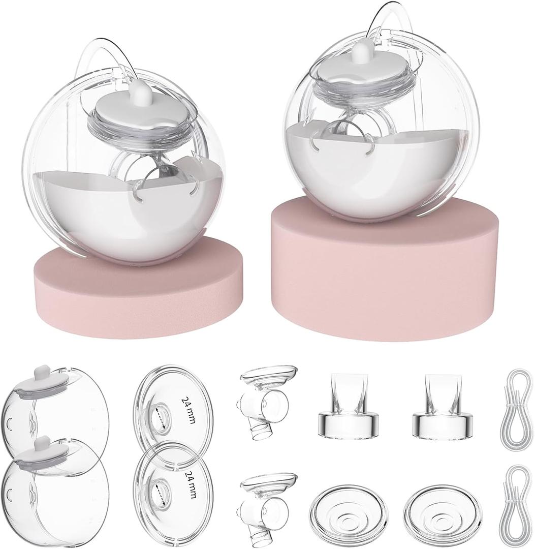 24mm CaraCups Wearable Milk Collection, Hands-Free Collection Cups Compatible with Spectra S1/S2/9 Plus/SG, Fit for Medela/Lansinoh/Zomee, 99.9% Separable Electric Breast Pumps, 2PC