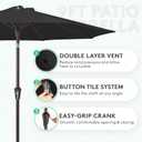JEAREY 9FT Outdoor Patio Umbrella Outdoor Table Umbrella with Push Button Tilt and Crank, Market Umbrella 8 Sturdy Ribs UV Protection Waterproof for Garden, Deck, Backyard, Pool (Black)