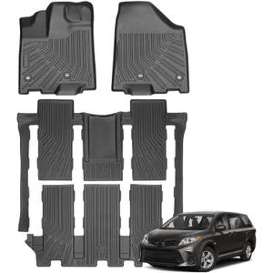 Floor Mats for 2013-2020 Toyota Sienna(Include Limited & Premium), 3 Row Liner Set Custom Fit All Weather Mats for Sienna, Waterproof Anti-Slip Floor Mats for Toyota 7 Passenger Front & 2nd 3rd Row