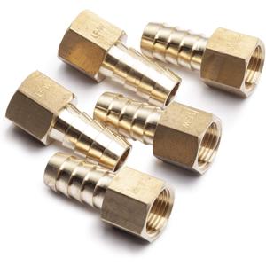 LTWFITTING No Lead Brass Fitting Coupler/Adapter 1/2" Hose Barb x 3/8" Female NPT Fuel Gas Water (Pack of 5)