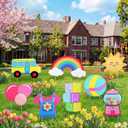 8 Pcs English Teacher Birthday Party Decorations Cartoon Girls Party Signs with Stakes Back to School Decorations English Teacher Themed Props for Kindergarten Classroom Baby Shower Supplies