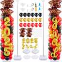 Gejoy 2 Sets Graduation Balloon Column Stand Kit with 154 Pcs Grad Theme Latex Balloons 6.5 ft Adjustable Metal Tube and 2025 Grad Letters for Graduation Party Decoration(Red)