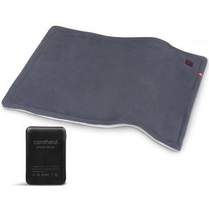 Portable Heating Pad with Battery, 1.7LB Weighted Heat Pad Rechargeable for Travel, 3 Heat Settings, Pain Relief for Abdomen, Back, Shoulder, 12" x 16", Grey