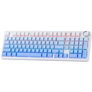 Aula F99 PRO 96% Mechanical Gaming Keyboard, BT5.0/USB-C/2.4GHz Wireless, Hot Swappable Gasket Custom Keyboard with 8000mAH Battery, Rotary Knob, RGB Backlit for Win/Mac (Blue)