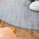 LIBERECOO Round Vinyl Fitted Tablecloth with Flannel Backing Elastic Edge Table Cover Waterproof Stain-Resistant Wipeable Tablcloths Fits 45-56" Round Tables