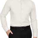 NE PEOPLE Men's Dress Shirt Classic Long Sleeve Slim Fit Button Down Solid Color Top, L (Ivory)