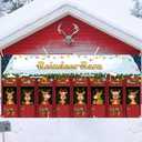 6 x 13 ft Christmas Garage Door Banner Decoration Magnetic Double Garage Door Covers Large Xmas Backdrop Decorations for Holiday Outdoor Indoor Party Decor(Reindeer Barn)