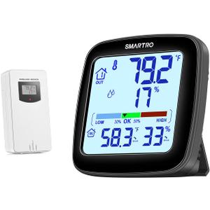 SMARTRO SC92 Professional Indoor Outdoor Thermometer Wireless Digital Hygrometer Room Humidity Gauge Temperature and Humidity Meter Pro Accuracy Calibration