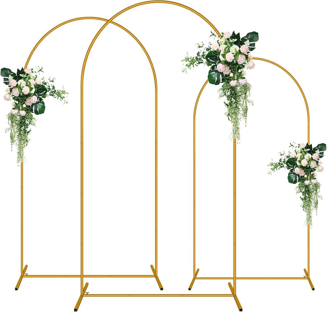 3 Pack Arch Backdrop Stand (7.2FT/6.6/6FT), Balloon Arch Stand, Metal Background Arch Stand, Backdrop Arch Frame, Wedding Arch for Backdrop