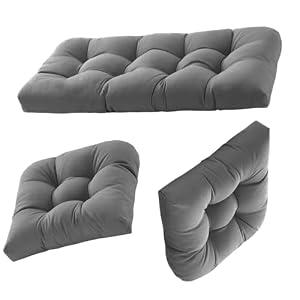 Dizaolive Wicker Chair Cushions for Outdoor Furniture Patio Loveseat Settee Bench Cushions 19x19, Gray
