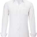 Men's Long Sleeve Dress Shirts, Regular Fit Stretch Wrinkle-Free Business Casual Button-Down Shirts with Front Pocket (X-Large, White)