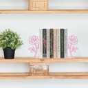 Metal Rose Flower Bookends  Novelty Book Ends with Rose Design, Floral Shelf Decor Decorative Bookends for Shelves Ideal Gift for Book Lovers (Pink)