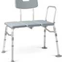 Transfer Bench for Bathtub FSA/HSA Eligible Heavy Duty Shower Bench with Backrest, 400 lbs Weight Capacity, Height Adjustable Legs, Suction Feet, Bath Seat for Seniors, Elderly & Disabled
