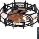 CREATE BRIGHT 20'' Modern Black Caged Ceiling Fans Low Profile Ceiling Fans with Lights and Remote,Timer,6 Speeds Quiet Reversible Dc Motor for Bedroom,Kitchen,Indoor