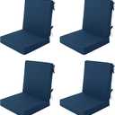 Outdoor Chair Cushions, Water-Resistant & Fade-Resistant, Patio Furniture Lawn Dining Chair Seat Replacement with Mid Back, Ties Zipper, Removable Cover, 18 x 16.5 Inch, Set of 4, Navy Blue, 18" x 16.5" 4 Pack
