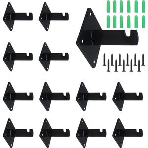 Gridwall Mount Brackets Black for Grid Panels, Wire Wall Mount Brackets for Clothing Store, Cloakroom, Retail Display, Wall Organization 12pcs