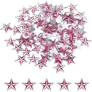 MECCANIXITY 100PCS Acrylic Star Rhinestone 14x14mm Flat Back Plastic Gems for Craft Bead Face Painting Costume Jewelry Making, Light Pink