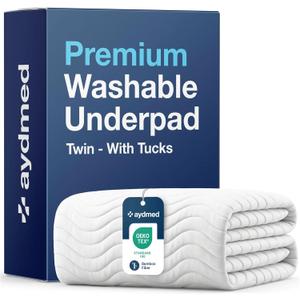 AYDMED Premium Bamboo Washable Incontinence Bed Pad with Tucks | for Twin Beds | Maximum Absorbency Washable Underpad | Waterproof Reusable Mattress Protector Underpad for Adults, Children & Babies