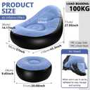 Inflatable Lounge Chair for Adults, Portable Folding Inflatable Blow Up Couch with Foot Stool, Lazy Flocking Recliner Chair Air Sofa for Indoor Outdoor Travel Camping (No Pump)
