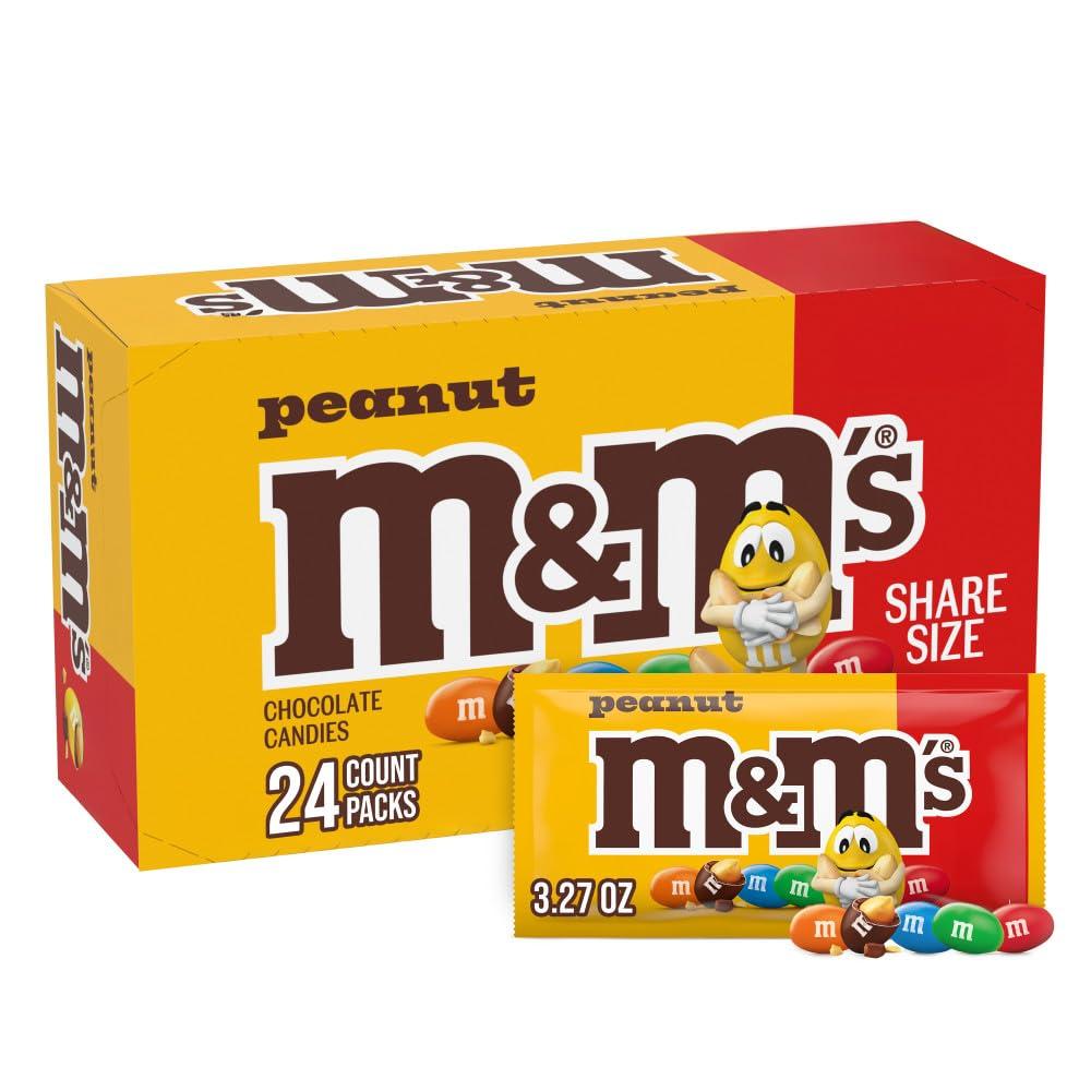 M&M'S Peanut Milk Chocolate Individually Wrapped Trick or Treat Candy Gift Halloween Candy, Share Size, 78.48, 24 Ct Bulk Box, Best By: 09/2025