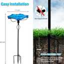 HONGLAND Bird Baths for Outside,11" Small Blue Glass Birdbaths Outdoor,Detachable Bird Feeder with Metal Stake for Garden Yard Patio Decor,32" Height