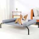 Cooling Elevated Dog Bed with Pillows, Portable Washable Raised Dog Cot with Chew Proof Mesh and Metal Frame, No-Slip Rubber Feet for Indoor & Outdoor Use, Medium, Gray (M(35x26x8)Inches, Grey)