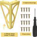 Gold Furniture Legs 6 Inch Heavy Duty Metal Dresser Legs Set of 4 Gold Sofa Leg for Cabinet Couch Replacement Feet with Rubber Floor Protectors