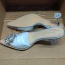 Fericzot Women's Clear Heels Shoes,Slingback Crystal Rhinestones Wedding Pointed Toe Shoes High Heel Sandals (9.5, Silver 2.75")