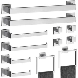 12-Piece Brushed Nickel Bathroom Accessory Set, Heavy Duty Bath Towel Bar Set Including - 16" Towel Rack&Hand Towel Holder&Toilet Paper Holder&Towel Ring&Robe Towel Hook