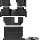 Auxko All Weather Floor Mats & Cargo Mat & Backrest Mat Fit for Jeep Grand Cherokee L 7 Seat (2nd Row Bench Seat) 2025-2021 Liner Trunk Mat Accessories Odorless Black
