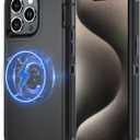 2 x for iPhone 15 Pro Case [Compatible with MagSafe], Heavy Duty Shockproof 3-Layer Full-Body Protection Rugged Cover, Drop-Resistant and Wireless Charging Friendly (Black, iPhone 15 Pro)