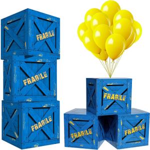 Qilery 24 Pcs Balloon Box Party Military Supply Fragile Loot Drop Box Party Favors with Yellow Balloons Entertainment Theme Birthday Activities Box for Birthday Christmas