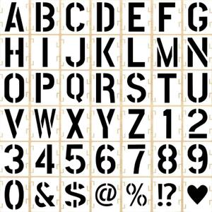 5 Inch 42 Pcs Reusable Letter Number Symbol Stencils, Plastic Painting Templates for Wood Wall Fabric Rock Chalkboard Signage School Door Porch DIY Art Craft Decoration Projects
