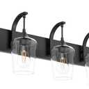 Ralbay Matte Black Bathroom Light Fixtures 5-Lights Industrial Black Vanity Lights Clear Glass Vintage Edison Matte Black Wall Mount Light Fixture for Bathroom (42.5 inch)