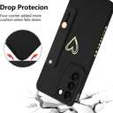 Fiyart Designed for Galaxy S22 5G Case with Phone Stand Holder Cute Love Hearts Pattern Slim Protective Camera Protection Cover with Wrist Strap for Women Girls for Galaxy S22 5G 6.1"-Black