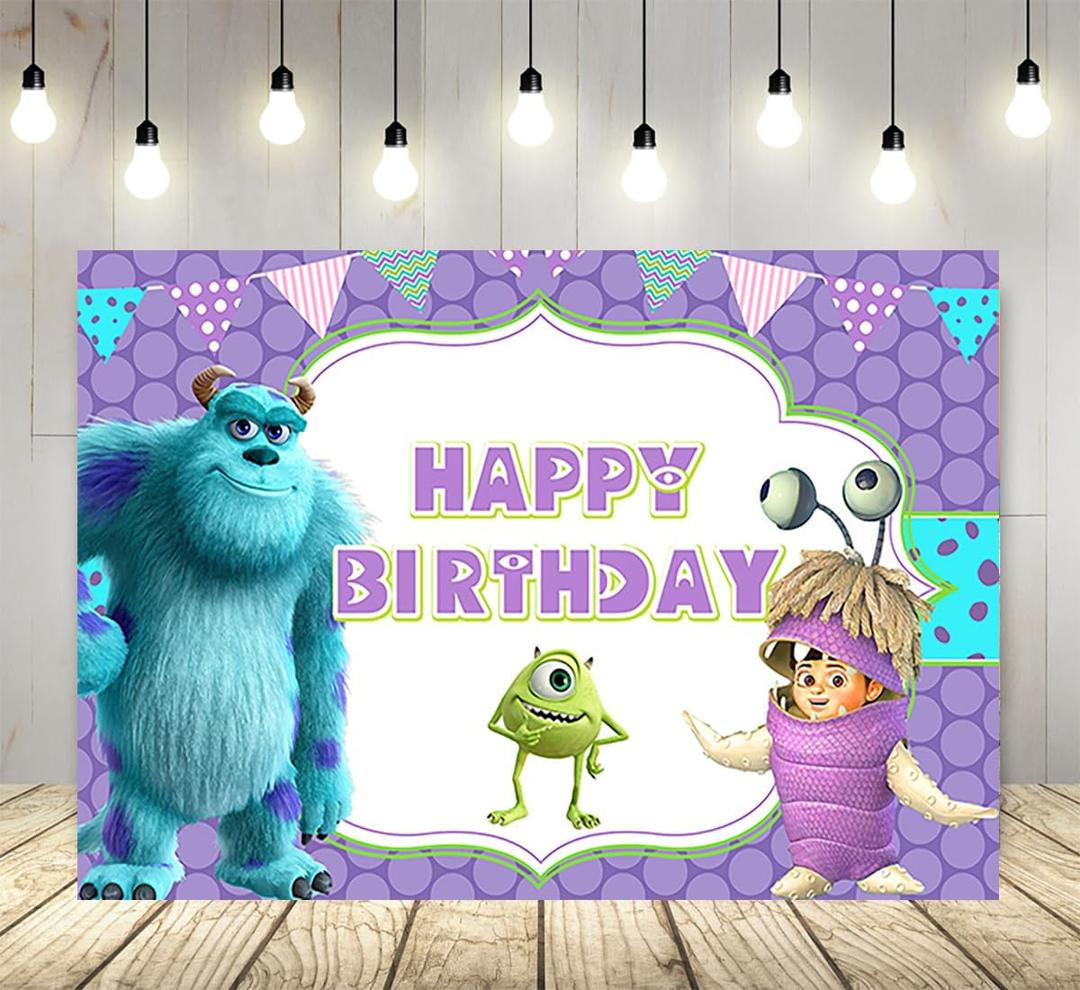 Purple Monster Inc Backdrop for Birthday Party Supplies 5x3ft Monster Inc Boo Theme Baby Shower Banner for Birthday Party Cake Table Decoration HM548E