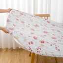 Pioggia Oval Vinyl Fitted Tablecloth with Flannel Backing Elastic Table Cloth Waterproof Oil-Proof Plastic Table Cover Best for Up to 42" x 60"