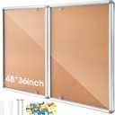 Motipuns Enclosed Bulletin Board 48 x 36 Inch, Resistant Enclosed Notice Board Cork Displays Boards Wall Mounted Display Case with 2 Locking Door for School Office Commercial, Aluminum Frame (12 x A4)
