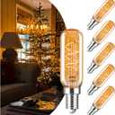 AMDTU E12 Chandelier Light Bulbs 40 Watt 2000K Soft Yellow, Ultra-Thin Spiral Filament Dimmable Led Edison Warm Light Bulbs Candelabra, Ceiling Fan Candle Amber Light Bulb, T25 E12 Bulb 4W, 6 Pack